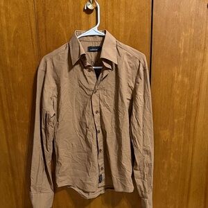 Gabbiano Men’s Long-Sleeve Dress Shirt — Light Brown/Tan European